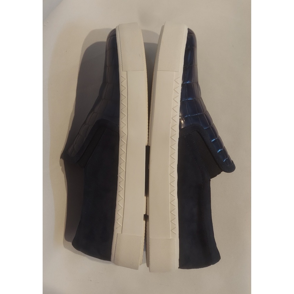 Via Spiga Womens Navy Maliah Croc Embossed Leather & Suede Sneakers Size 8.5 ❤️ - Picture 5 of 10